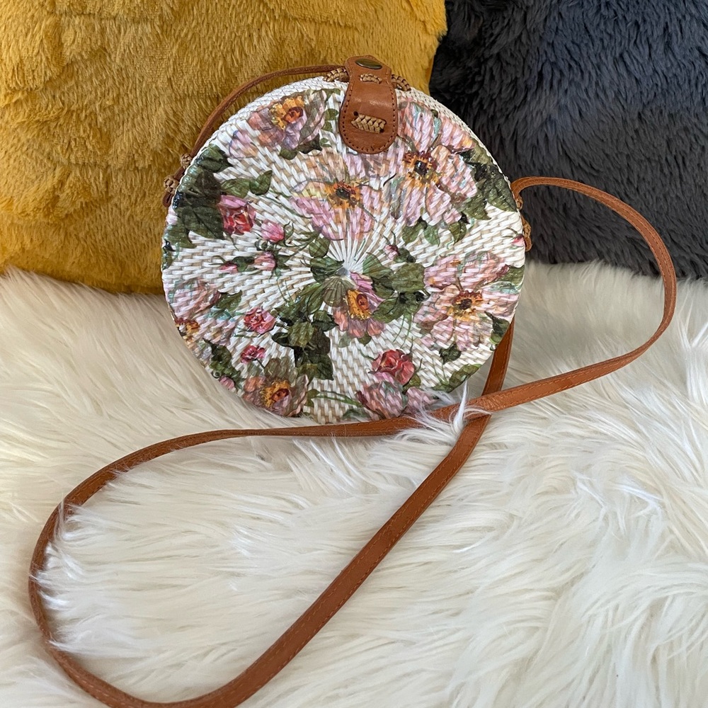 Straw Studios Handwoven Round Crossbody Bag